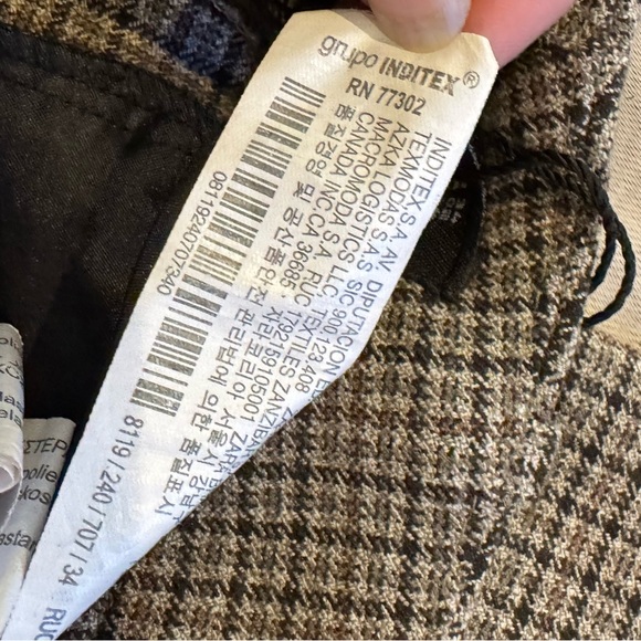 ZARA Asymmetrical Hem Plaid Trousers size 2 - Picture 10 of 11